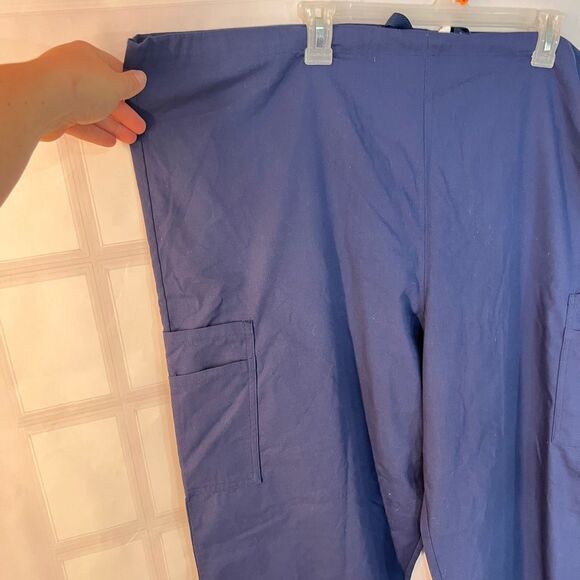 Landau NWT Navy Blue Flat Front Cargo Pockets Non-Stretch Scrub Pants size XL - Picture 2 of 8